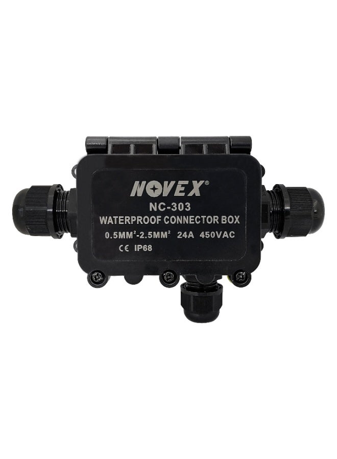 NOVEX NC-303 3-Way Waterproof Connector Box | IP68 Weatherproof Electrical Junction | 0.50–2.50mm² | 24A 450VAC - Image 3